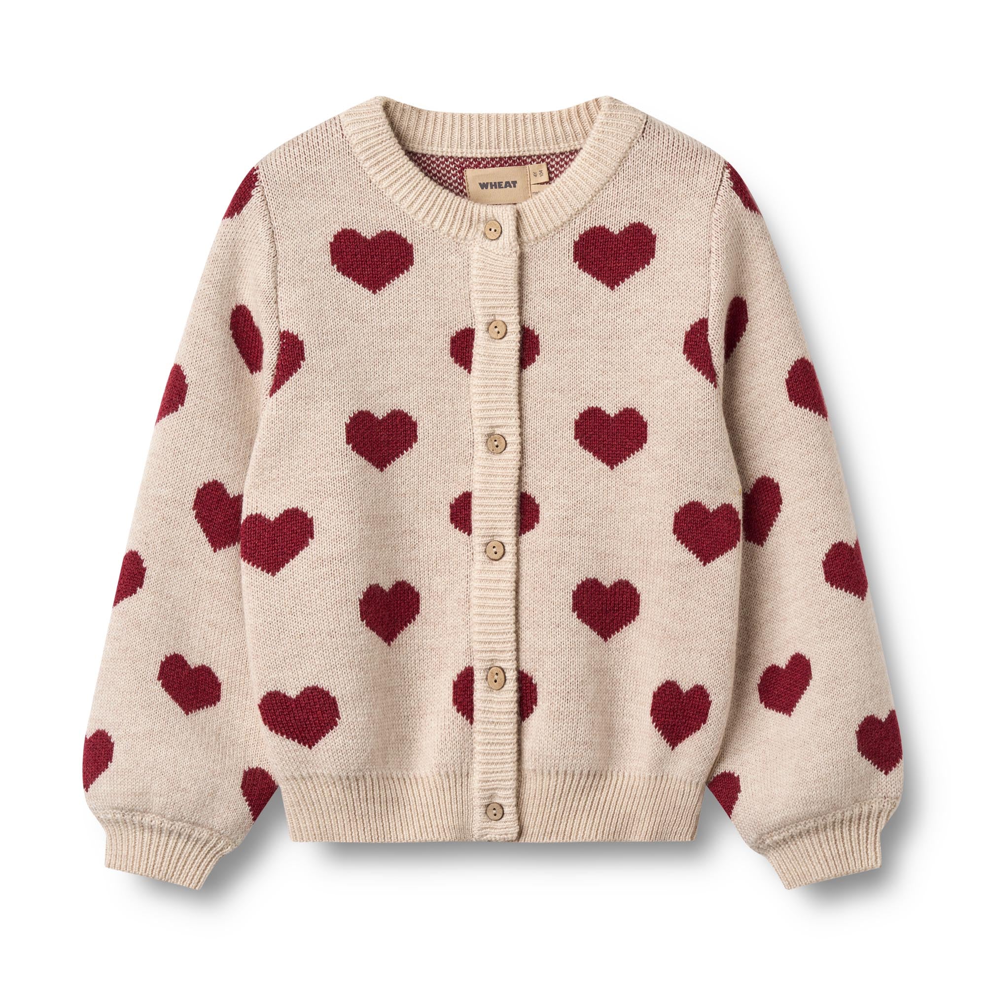 Wheat Cardigan Jacquard Heart