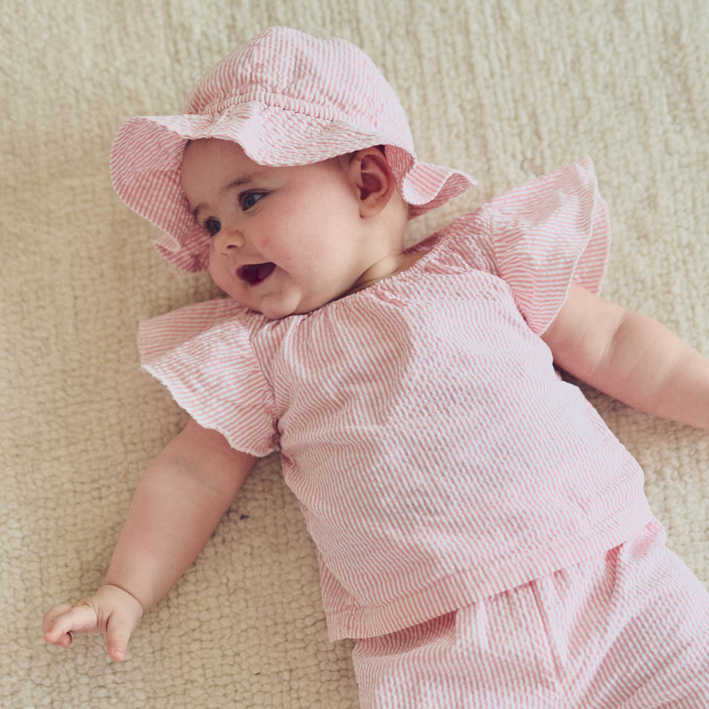 Muesli Top Seersucker Stripe Frill