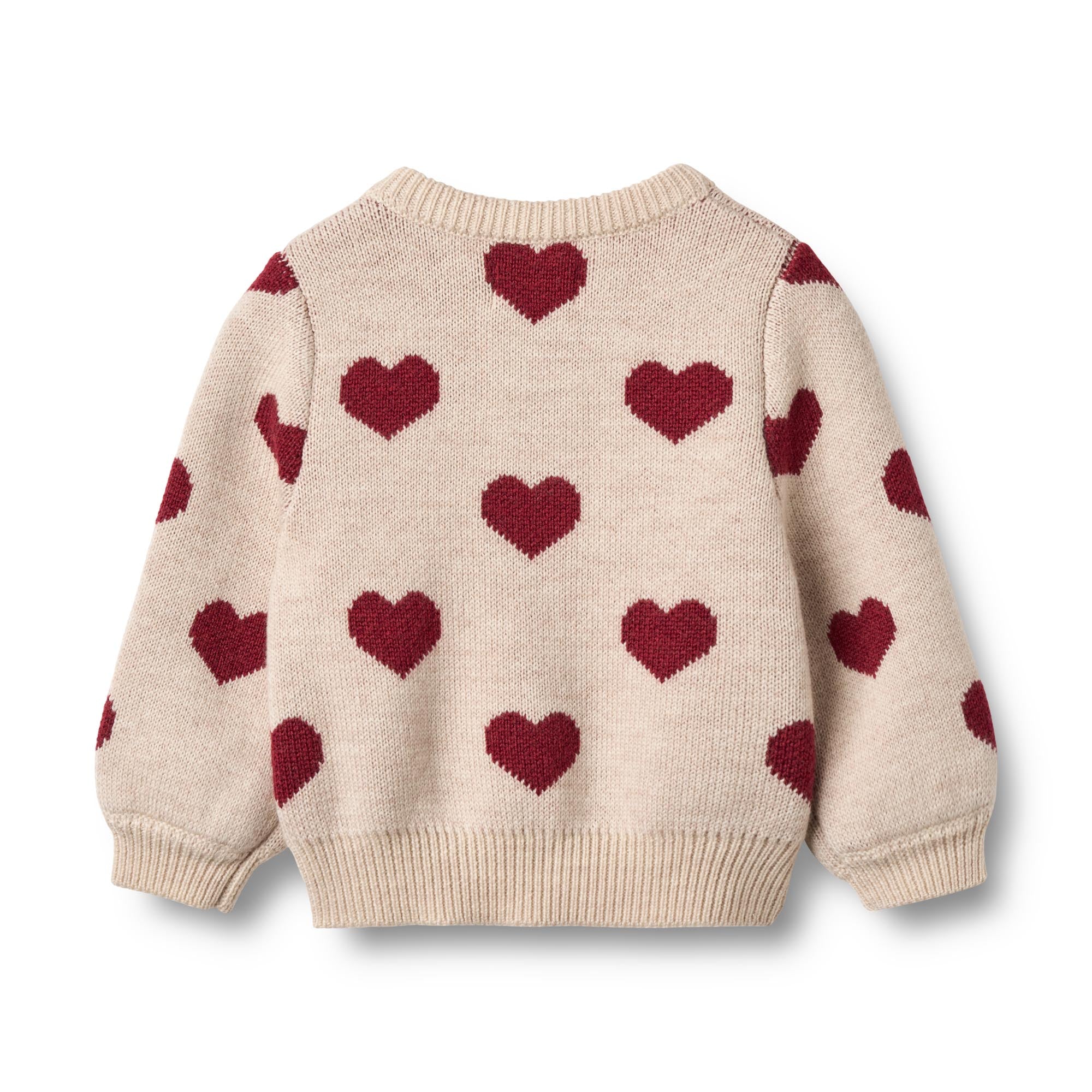 Wheat Cardgian Jacquard Heart