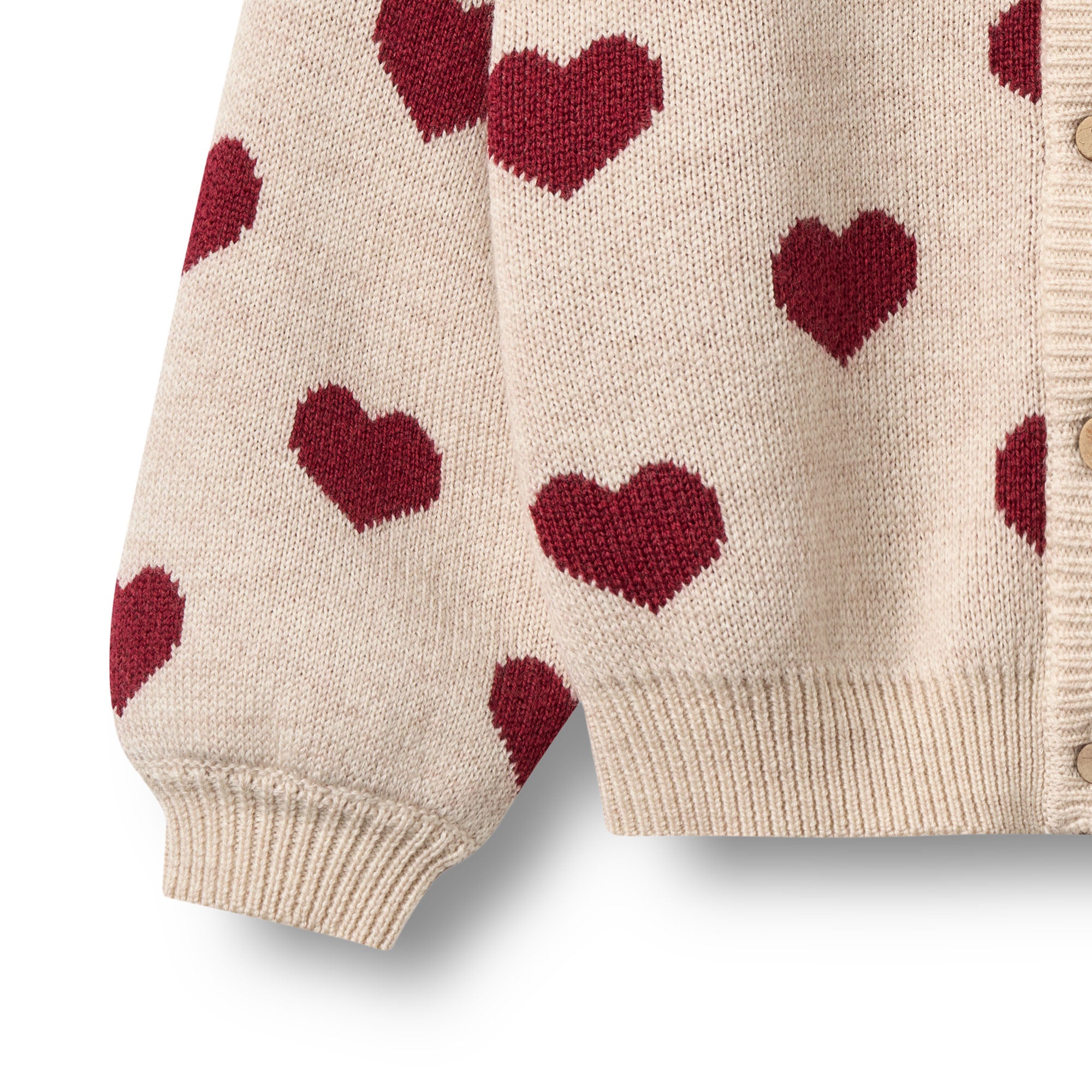 Wheat Cardigan Jacquard Heart