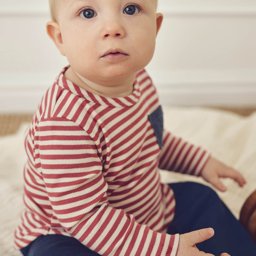 Müsli Bluse Rib Stripe Pocket